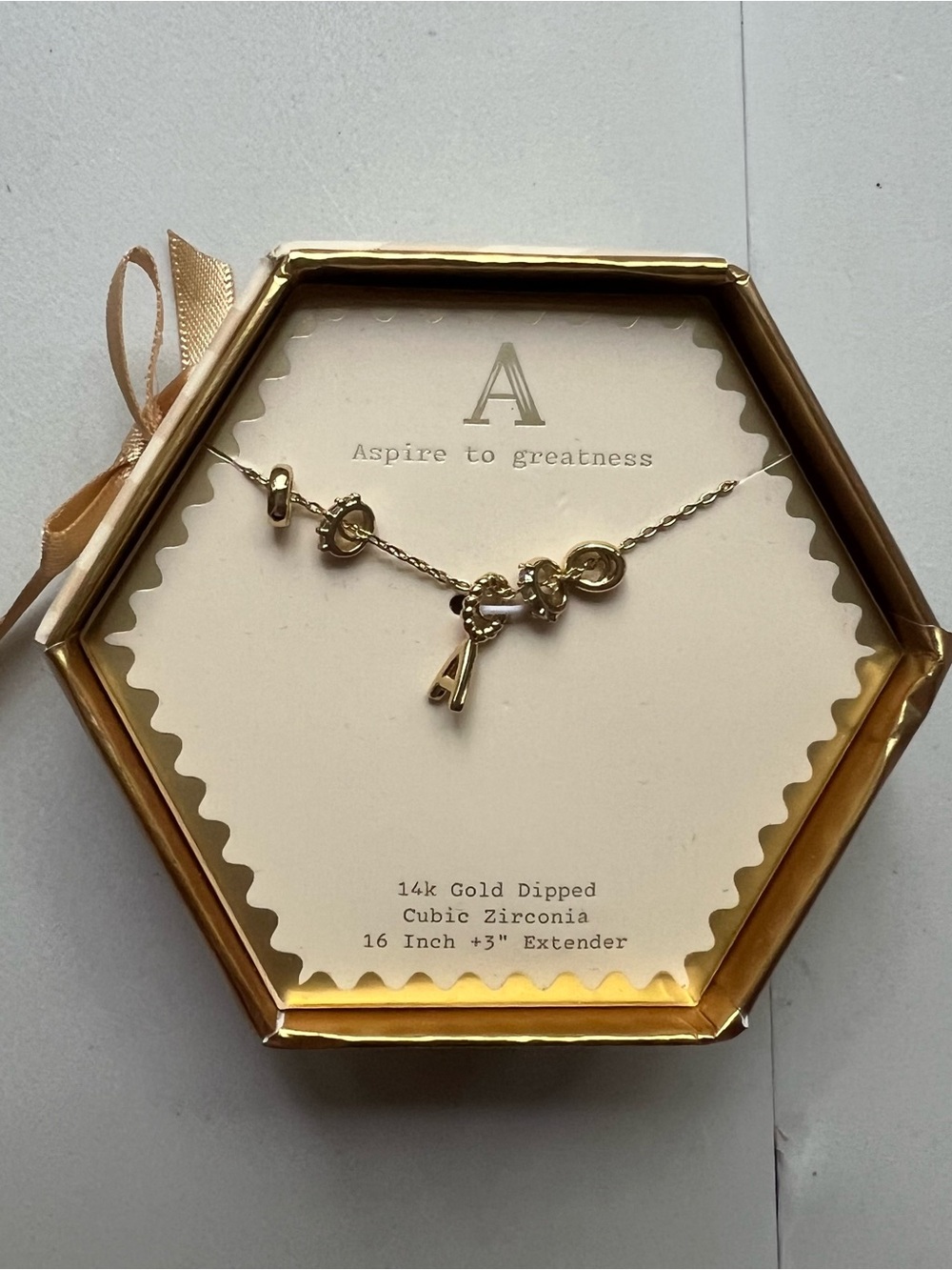 Target Gold Letter 'A' Charm Necklace with Accent Rings